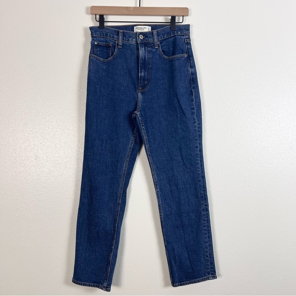 Abercrombie & Fitch High-Rise Dark Blue Straight Jeans